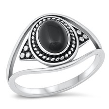 Bali Cocktail Black Onyx Unique Ring New .925 Sterling Silver Band Sizes 4-10