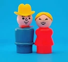 Vintage Fisher Price Little People Cowboy Hat Family Farmer Pioneer Woman Man