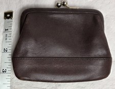 Vintage Coach Brown Leather Kisslock Coin Purse