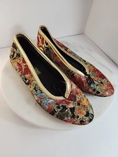 VTG Daniel Green Slippers Comfy House Shoes Brocade Floral Jacquard Tapestry # 7