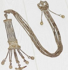 Antique 19th Century Imperial Silver Pocket Watch Chatelaine Chain Fob 87cm Long