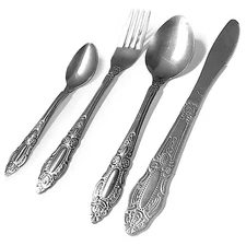 16 Pc Silverware Cutlery Set Stainless Steel Utensils Flatware Kitchen Eating