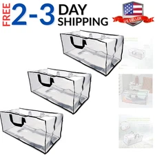 Large Blanket Storage with Handles, Zippered Clear Bags, Heavy Duty, Waterpro...