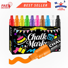 Window Chalk Markers for Blackboard, 10 Colors Washable Glass Jumbo Liquid Chalk