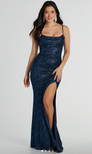 Windsor Ashelyn Cowl Neck Glitter Mermaid Formal Prom Dress Small NWT $79.90