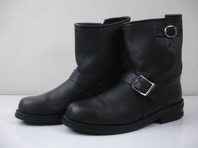 Women's 9 M Molt's Black Motorcycle Boots Leather Harness Strap Biker Engineer