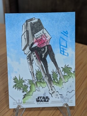 2016 Topps Star Wars Rogue One AT-ACT sketch by Brad Hudson