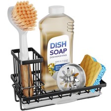 Sink Caddy Sponge Holder Kitchen Sink Organizer with High Brush Holder for