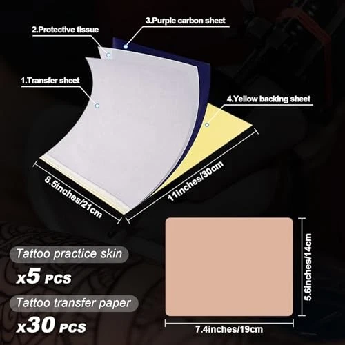 Tattoo Practice Skins 3MM - 25Pcs Thick Fake Skin & Stencil Paper Kit, 20Pcs Tat image 3