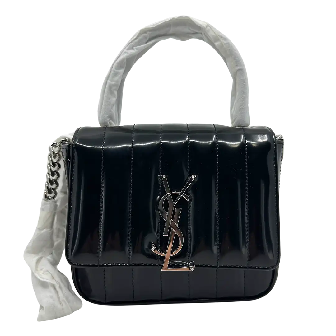 Saint Laurent YSL Vicky Small pelle verniciata mai indossato