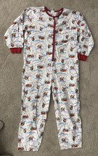 Vintage Winnie the Pooh Adult Large 100 Cotton 1-pc Flannel Pajamas EUC Disney