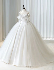 Princess White Ivory Wedding Dresses with Flowers Off the Shoulder Boho Gowns