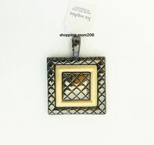 Lia Sophia "Stitch" Hematite & Gold Tone Slide Pendant