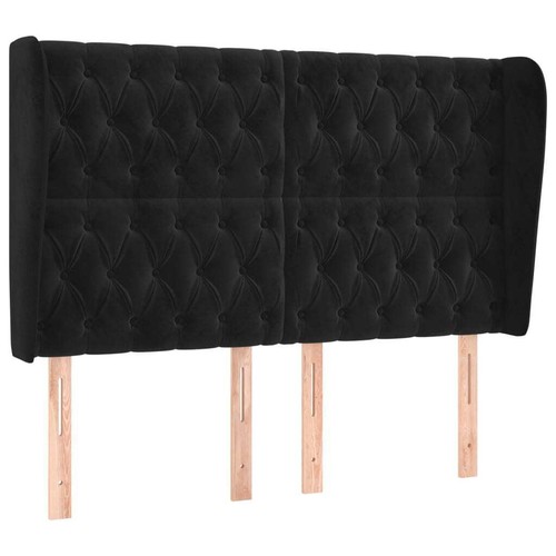 Kopfteil mit Ohren Schwarz 147x23x118/128 cm Samt - Bild 2 von 9