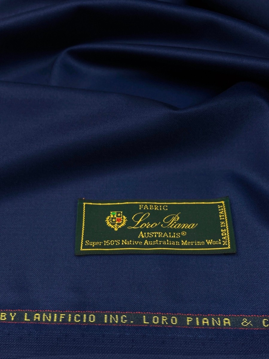 LORO PIANA Suiting Fabric Dark Navy Super 150s Merino Wool