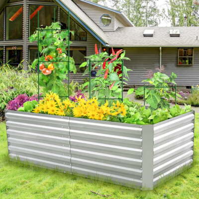 Galvanized Raised Garden Bed Kit 8x4x2ft Outdoor Deep Root Elevated Planter Box