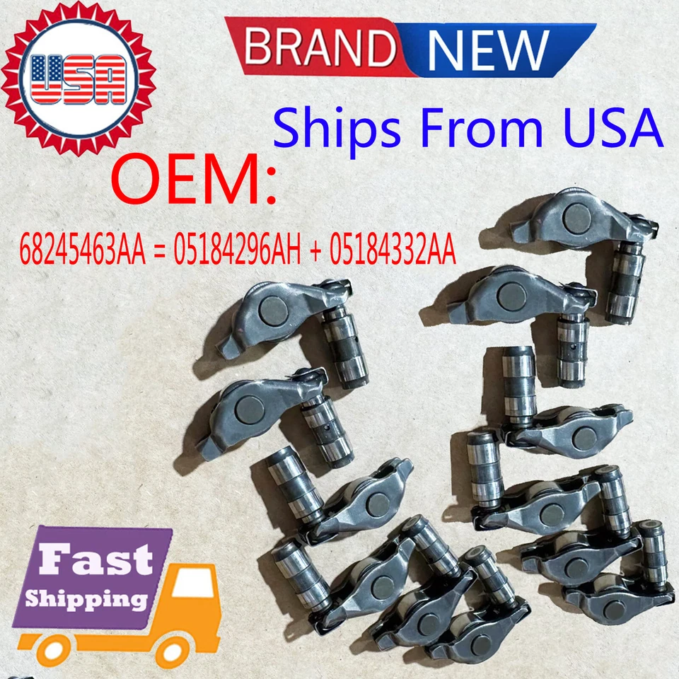 Nuevo conjunto de brazo basculante ajustador de pestañas OEM 68245463AA = 05184296AH + 05184332AA Foto 4 de 4