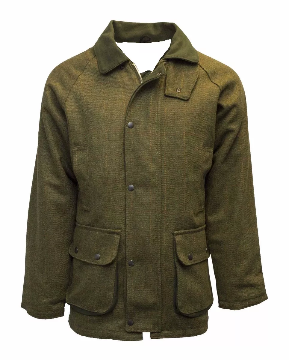 MENS NEW TWEED PADDED COUNTRY OUTDOOR SHOOTING FARMERS JACKET FISHING COAT WARM