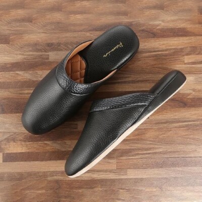  PAMIR Mens Premium textured Leather House Slippers w Memory Foam Sz  12 #SF738