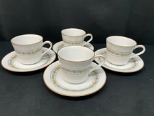 Noritake "MACON" Pattern #6717 ~ Set of 4 ~ Cups & Saucers ~ 2 7/8" Tall