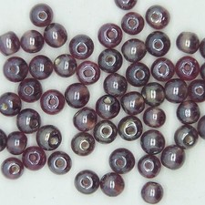 Glass Beads Purple Luster Round 6mm. Pack of 50. Made in India.