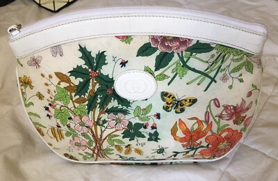 VINTAGE GUCCI Floral Small Canvas/Leather Crossbody Purse - Main Image