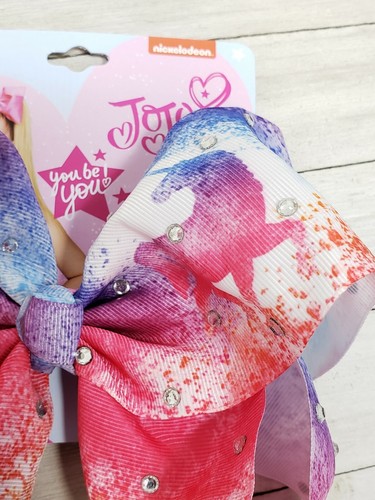 Girls Hair Bows Clips JoJo Siwa Bow Collection Large White Pink Blue Unicorn - Picture 3 of 6