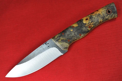Fiddleback Forge Hunter by Andy Roy .17" 01 Blade, Buckeye Burl Wood Handle