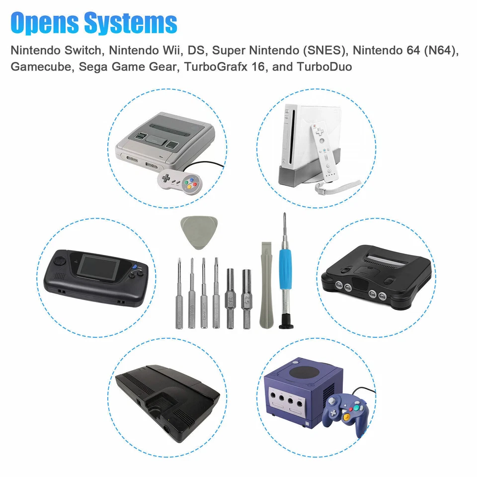 Kit de herramientas de reparación de destornilladores de triwing 10 en 1 para Nintendo Switch N64 NES SNES Wii Foto 3 de 4