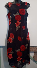 Women's Vintage Monster Girl Lined Dress Sleeveless Floral Low Back Large 20