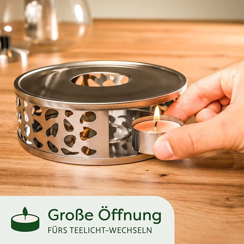 Teekanne Glas mit Edelstahl Stövchen Tee Set Teewärmer Teebereiter ca.1,5 Liter - Bild 11 von 15