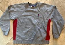 Tommy Hilfiger Crewneck Sweater Grey 90s Vintage Girls Spell out Size Medium