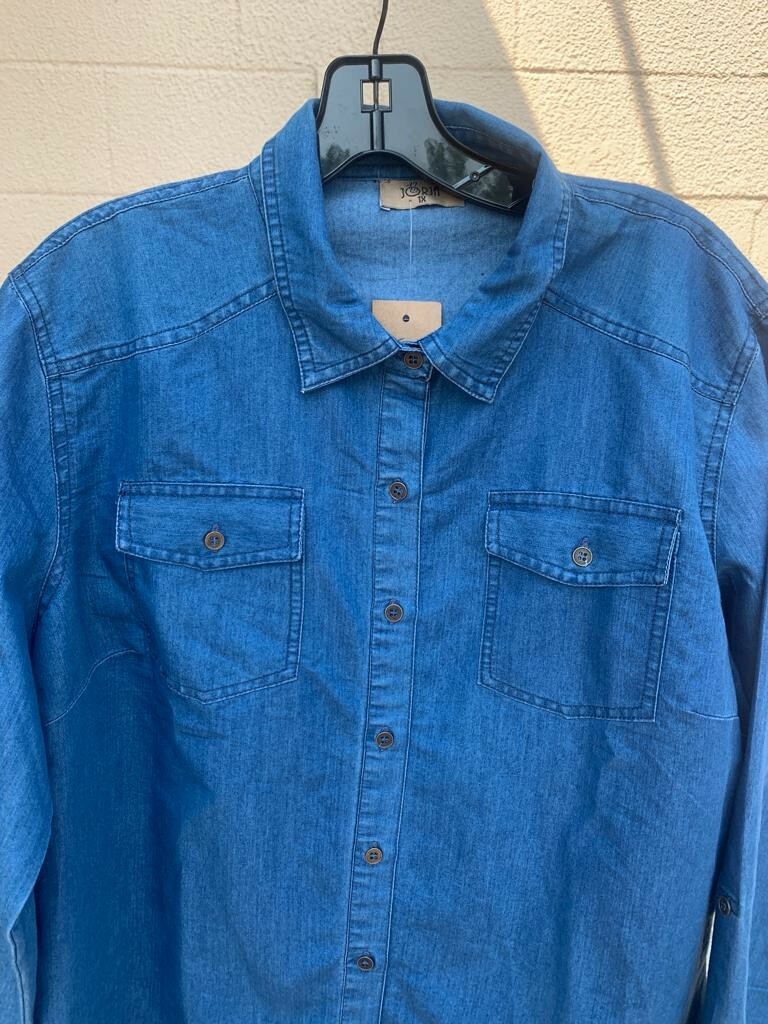 TEN HIGH NECK CHAMBRAY SHT BLUE M』 Classic-fit Tie-neck Chambray