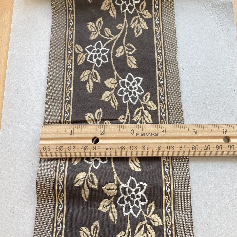 Cinta de satén de doble filo marrón y dorado recorte/costura/artesanía/corredor de mesa/4,5" de ancho Foto 3 de 4