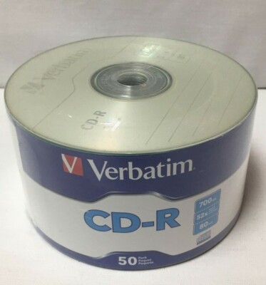Verbatim CD-R Recordable 52x 700MB/80Min Branded Surface 50/PK NEW SEALED! 