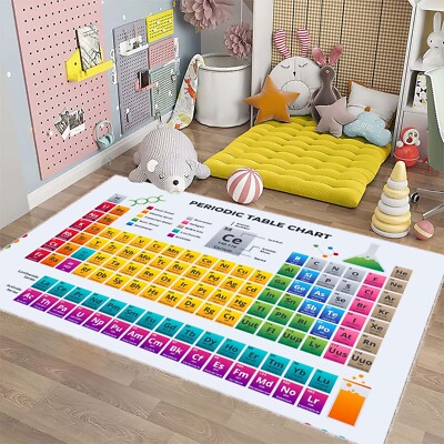 Periodic Table of Elements Rug, Tabular Display of Chemical Elements