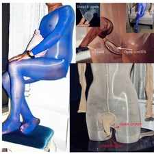 High Quality 8D Men Sheer Shiny Glossy Bodystocking Long Sleeve Bodysuit Catsuit