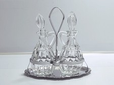 Oliera vintage in acciaio inox e vetro set antica con acetiera colore argento