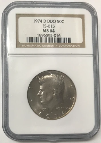 1974-D DDO FS-015 Kennedy Half Dollar 50C Double Die Obverse NGC MS64