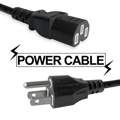 3 Prong AC Power Cord Cable Plug Standard PC Computer Monitor Desktop Printer TV