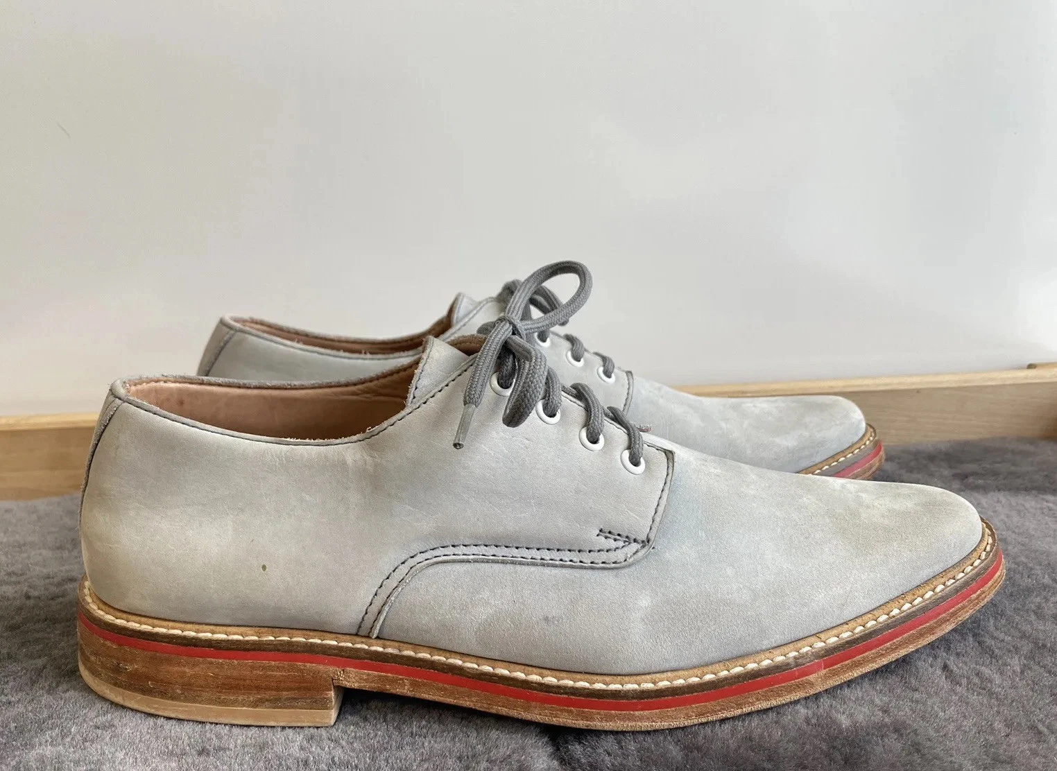 CLARKS Oxford Oliver Clark in pelle fatte a mano blu grigio uomo taglia 10