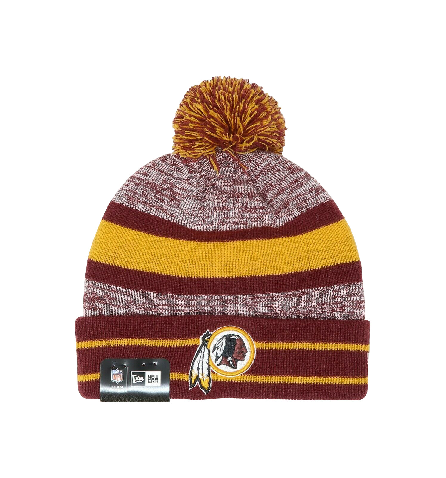 New Era Men's Beanie NFL Washington Redskins Burgundy Gold Striped