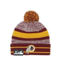 New Era Men's Beanie NFL Washington Redskins Burgundy Gold Striped Pom Knit Hat