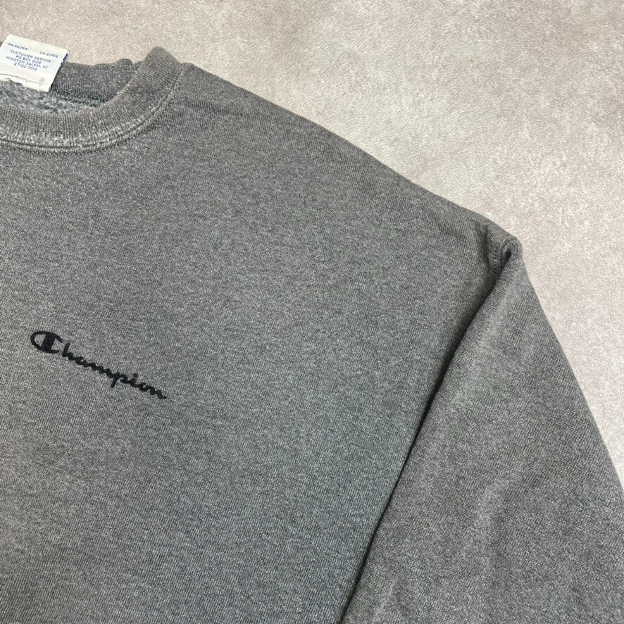 Champion Sweatshirt Mens Y2K Script Logo Pull Over Jumper, Grey, XL image 3