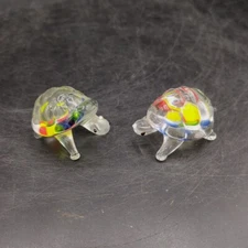 Pair Of Mid Century Modern Glass Colorful Turtles