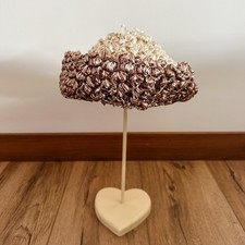 VTG 60  s Brown Cream Straw Hat Women  s Pillbox Foldover Brim