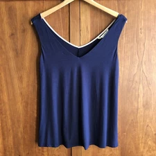 Boden Sleeveless Vest Top Size 12 Navy Blue Stretch Summer Smart-Casual Cool VGC