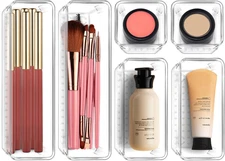 LUSCREAL 6-Piece Clear Plastic Drawer Organizer Set for Home and Office Use