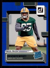 2022 Donruss #360 Devonte Wyatt Blue Press Proof Green Bay Packers
