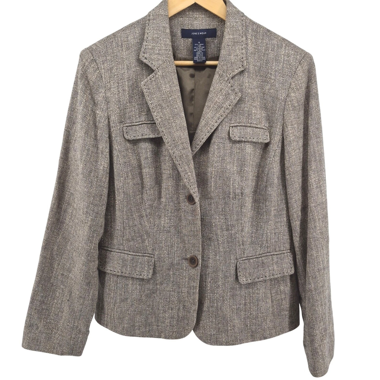 Jones Wear Womens Blazer Jacket Brown Tweed Sz 14 Linen Careerwear Work Business
Opens in a new wind